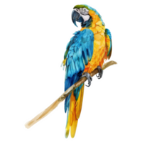 blå och guld ara, fågel illustration. vattenfärg stil. png