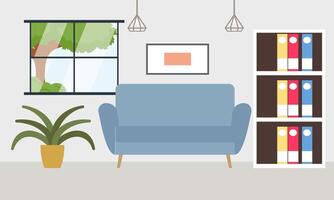 Living room with furniture. Cozy interior with sofa and tv vector