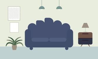 Living room with furniture. Cozy interior with sofa and tv vector