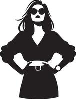 Attitude woman simple minimal black color silhouette vector