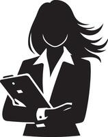 Business woman simple minimal black color silhouette vector