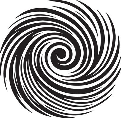 Abstract spirals , Vortex swirl motion elements, rotating spirals simple minimal black color silhouette