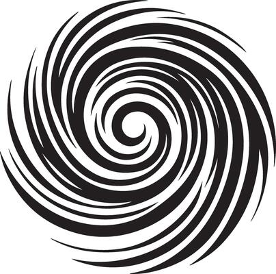 Abstract spirals , Vortex swirl motion elements, rotating spirals simple minimal black color silhouette