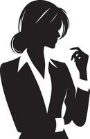 Business woman simple minimal black color silhouette vector