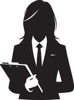 Business woman simple minimal black color silhouette vector