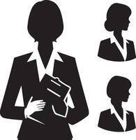 Business woman simple minimal black color silhouette vector