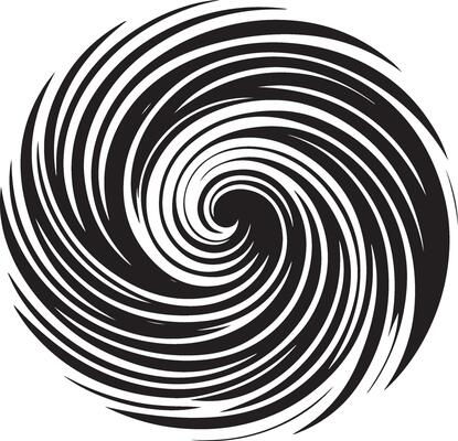 Abstract spirals , Vortex swirl motion elements, rotating spirals simple minimal black color silhouette
