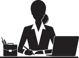 Business woman simple minimal black color silhouette vector