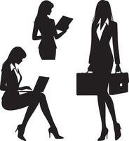 Business woman simple minimal black color silhouette vector