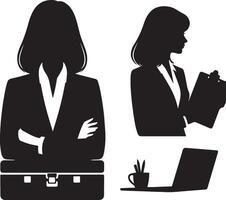 Business woman simple minimal black color silhouette vector