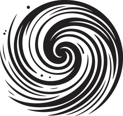Abstract spirals , Vortex swirl motion elements, rotating spirals simple minimal black color silhouette