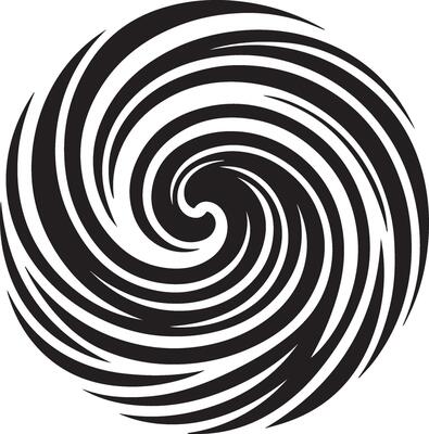 Abstract spirals , Vortex swirl motion elements, rotating spirals simple minimal black color silhouette