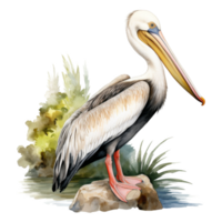 Pelican, Bird Illustration. Watercolor Style. png