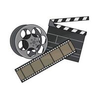 illustration of film roll and clapper board vector