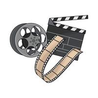 illustration of film roll and clapper board vector