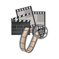 illustration of film roll and clapper board vector