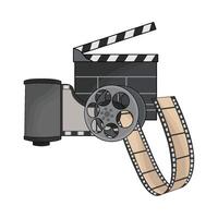 illustration of film roll and clapper board vector