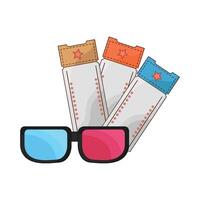 illustration of ticket with 3d movie glasses vector