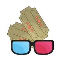 illustration of ticket with 3d movie glasses vector