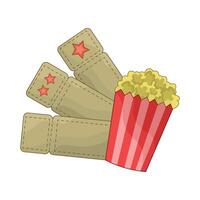 illustration of ticket with popcorn vector