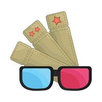 illustration of ticket with 3d movie glasses vector