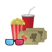 illustration of ticket with popcorn vector