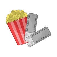 illustration of ticket with popcorn vector