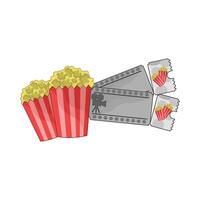 illustration of ticket with popcorn vector