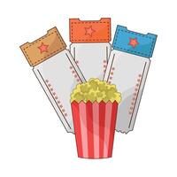 illustration of ticket with popcorn vector