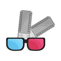 illustration of ticket with 3d movie glasses vector