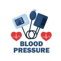 Hypertension digital tonometer, sphygmomanometer. Electronic arterial blood pressure monitor. Medical equipment for diagnose hypertension, heart disease. vector