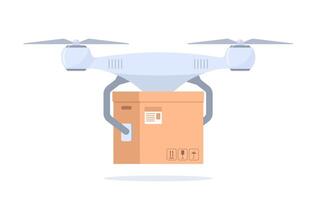 Drone working in modern warehouse. Robotics technology concept, fast delivery, artificial intelligence. illustration. vector