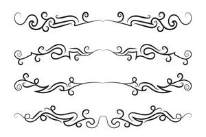 Calligraphy filigree lines Text dividers, vintage Flourishes decorative Scrolls wedding Ornate, fancy elegant page Separators design elements, Header Swirls menu cards Ornamental Border vector