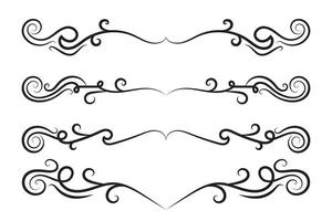 Calligraphy filigree lines Text dividers, vintage Flourishes decorative Scrolls wedding Ornate, fancy elegant page Separators design elements, Header Swirls menu cards Ornamental Border vector