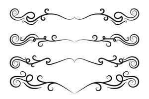 caligrafía filigrana líneas texto divisores, Clásico florece decorativo rollos Boda florido, lujoso elegante página separadores diseño elementos, encabezamiento remolinos menú tarjetas ornamental frontera vector