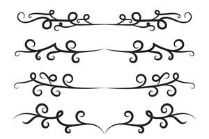 Calligraphy filigree lines Text dividers, vintage Flourishes decorative Scrolls wedding Ornate, fancy elegant page Separators design elements, Header Swirls menu cards Ornamental Border vector