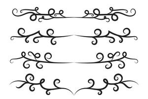 caligrafía filigrana líneas texto divisores, Clásico florece decorativo rollos Boda florido, lujoso elegante página separadores diseño elementos, encabezamiento remolinos menú tarjetas ornamental frontera vector