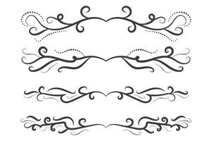 Calligraphy filigree lines Text dividers, vintage Flourishes decorative Scrolls wedding Ornate, fancy elegant page Separators design elements, Header Swirls menu cards Ornamental Border vector