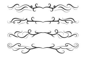 caligrafía filigrana líneas texto divisores, Clásico florece decorativo rollos Boda florido, lujoso elegante página separadores diseño elementos, encabezamiento remolinos menú tarjetas ornamental frontera vector