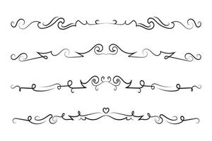 Calligraphy filigree lines Text dividers, vintage Flourishes decorative Scrolls wedding Ornate, fancy elegant page Separators design elements, Header Swirls menu cards Ornamental Border vector
