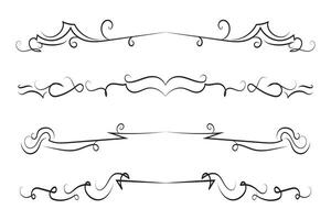 Calligraphy filigree lines Text dividers, vintage Flourishes decorative Scrolls wedding Ornate, fancy elegant page Separators design elements, Header Swirls menu cards Ornamental Border vector