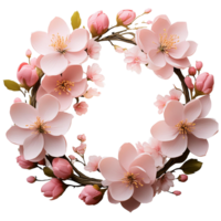 circle frame of pink cherry blossoms png