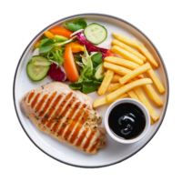 frango bife salada e amassado batatas png