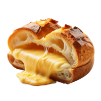 Special bread filled with melted mozzarella cheese on a transparent background png