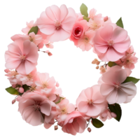 circle necklace of pink cherry blossoms png