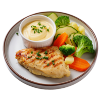 grilled chicken steak and salad with mashed potatoes png