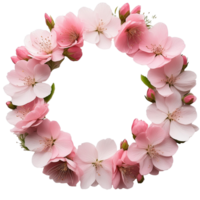 realistic circle necklace of pink cherry blossoms png