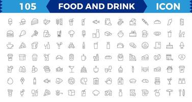 Food and Drink Line Editable Icons set. vector