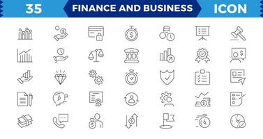 Finance and business line icons collection. Big UI icon set in a flat design. Thin outline icons pack. Linear icon collection. Editable stroke. vector