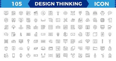 Set of pixel Perfect design thinking Icons. Simple line art style icons pack. illustration,editable stroke. vector